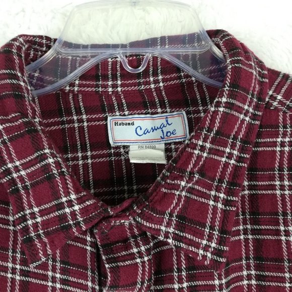 Haband Casual‎ Joe Mens Shirt Button Down Pearl Snaps Plaid Red Pockets XL - Picture 5 of 13